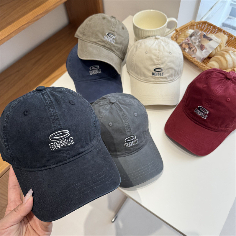 水洗纯棉韩版刺绣宽檐鸭舌帽