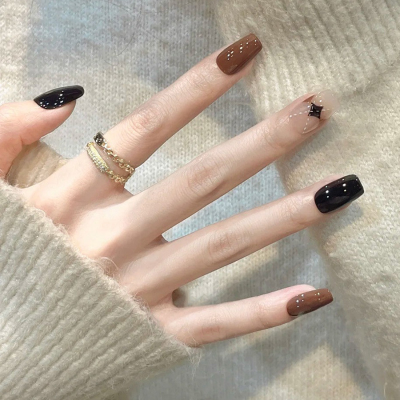 芭蕾风法式绿色链条钻款清新星星