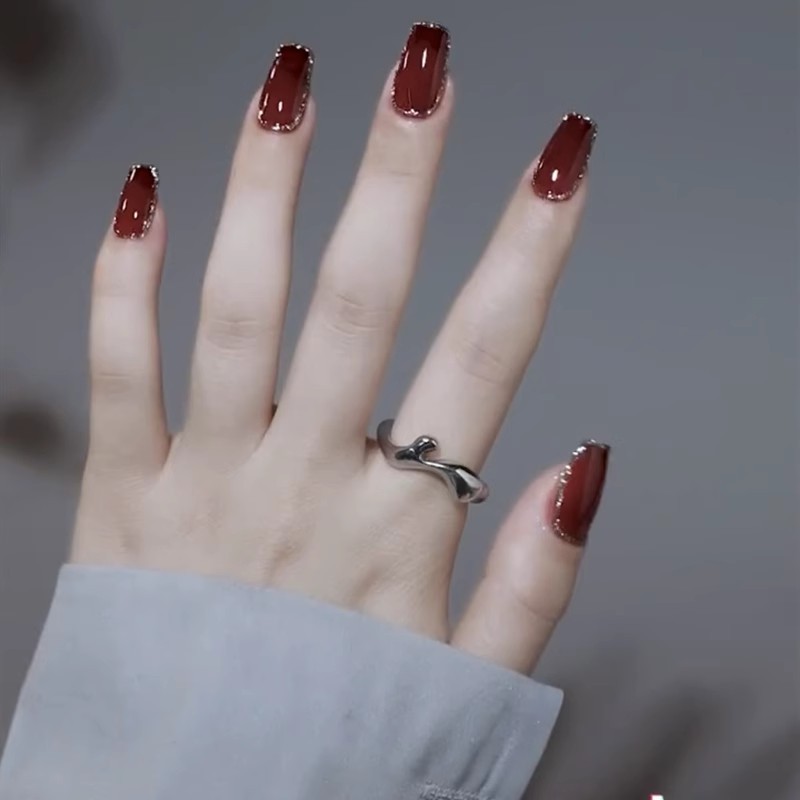 芭蕾风穿戴甲手工制作网红冰美甲