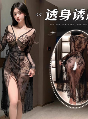 内衣性感火辣qqny豹纹蕾丝吊带裙纯欲诱惑制服睡衣服套装