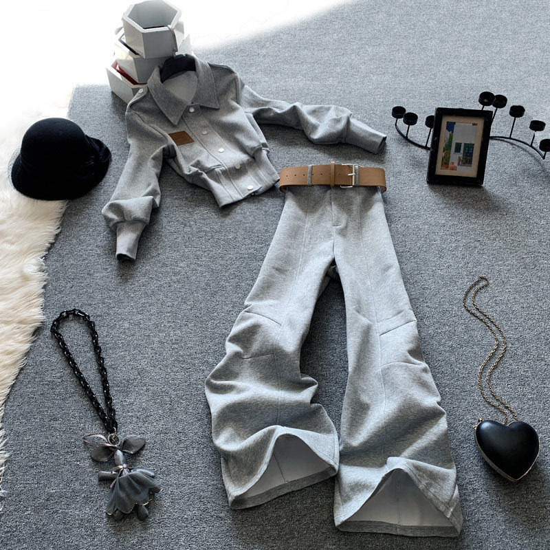 时尚运动套装秋季辣妹美式收腰显瘦长袖夹克卫衣外套阔腿裤两件套,女装/女士精品,休闲运动套装,淘宝优惠券,粉丝福利购,淘宝优惠卷