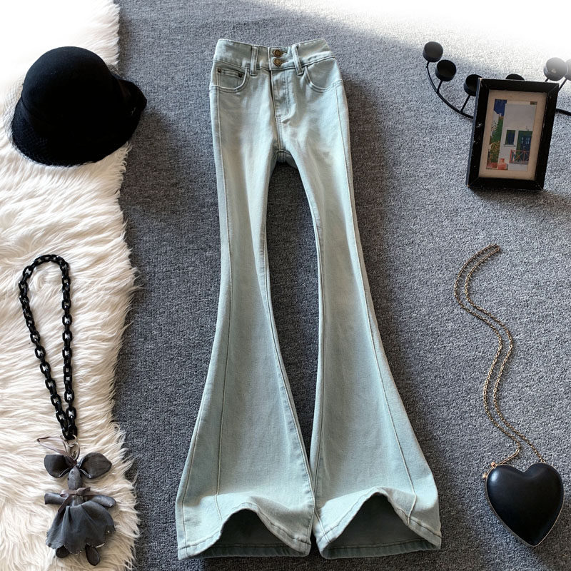复古美式微喇叭牛仔裤女春季2026新款辣妹高腰显瘦紧身马蹄裤子潮