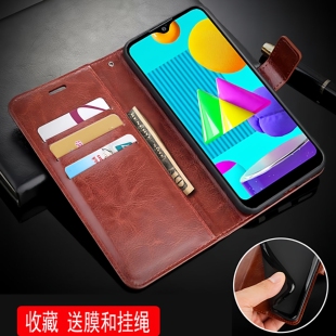 全包磁扣钱包款 M015F保护套皮夹Samsung硅胶SM一M015M男士 M01外壳5.7英寸SM 适用三星M015G手机壳翻盖Galaxy