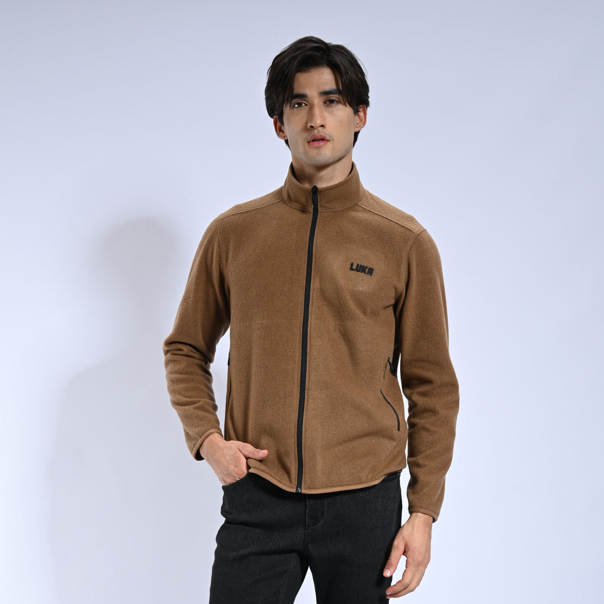 路卡迪龙专柜正品 秋冬新品男士羊毛摇粒立领款夹克112235111A