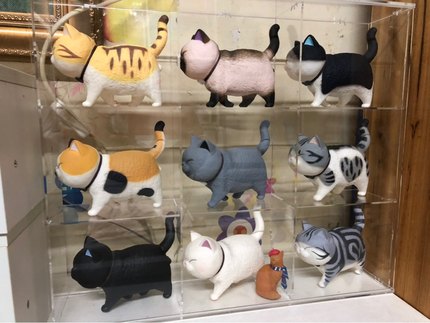 ACTOYS猫铃铛盒蛋手办动漫猫咪盲盒摆件可爱公仔展示盒收纳柜