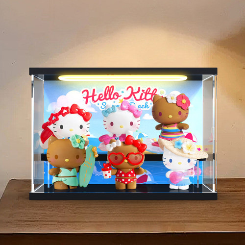 适用TOPTOY三丽鸥Hello Kitty夏日海滩系列手办防尘罩灯光展示盒