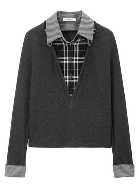 【现货】AVVENN  设计师品牌26早春新品深灰色假三件上衣