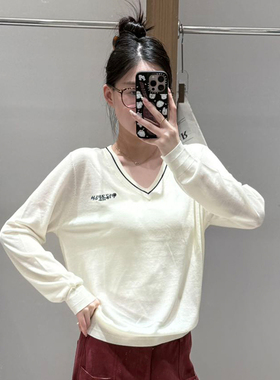 【现货】FIZZFLY | 25设计师品牌新款 25秋季V领胸口绣花毛衣