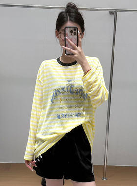 FIZZFLY | 设计师品牌新款 25年秋季条纹字母印花T恤