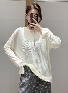 【现货】FIZZFLY2025冬季新品设计师款丝带绣花圆领毛衣