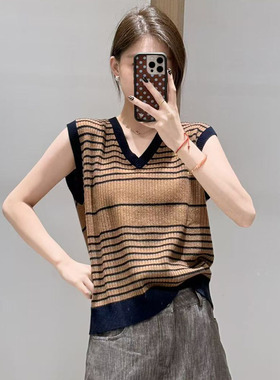 【现货】FIZZFLY | 25冬季设计师品牌新款拼色条纹羊毛马甲