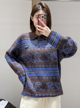 【现货】FIZZFLY | 25冬季设计师品牌新款复古提花翻领针织衫