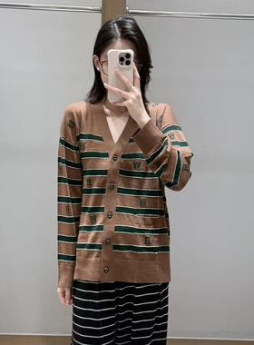 【现货】FIZZFLY | 25冬季设计师品牌新款FY字母条纹羊毛开衫