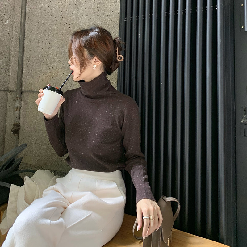 VDO四姑娘 秋冬高领修身套头打底女士纯色羊绒衫金丝细衫毛衣