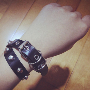 手链女手腕choker黑色暗黑系朋克手镯手环ins冷淡风哥特皮质带子