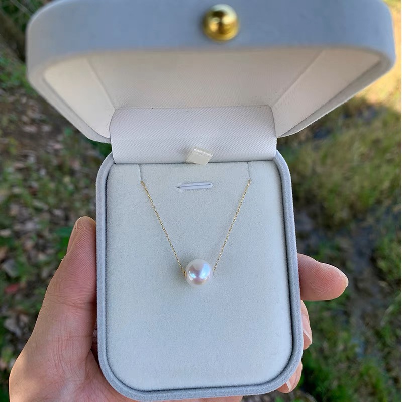 天然淡水珍珠路路通吊坠万能可调节长短项链纯银正圆锁骨叠戴高级