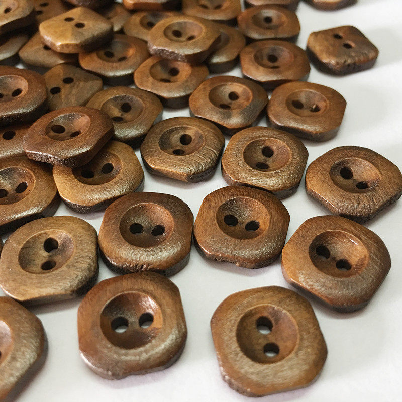 diy15mm2孔方形手工实木纽扣