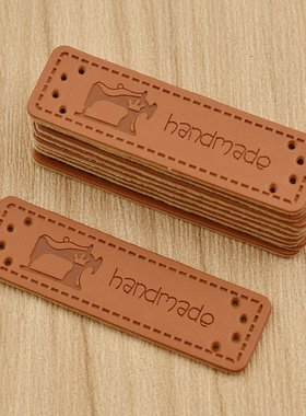 50个/包50mmPU皮标handmade毛衣帽子围巾鞋包标牌手工diy补丁贴