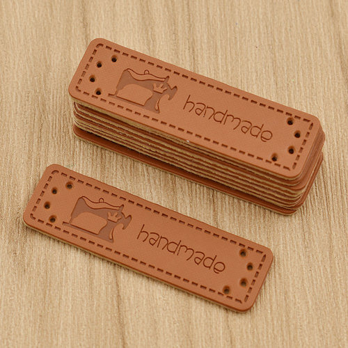 PU皮标handmade毛衣帽子围巾