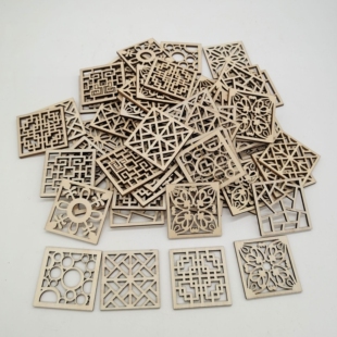 正方形家居装饰diy手工木质工艺品镂空窗花木片蛋糕压膜撒粉模型