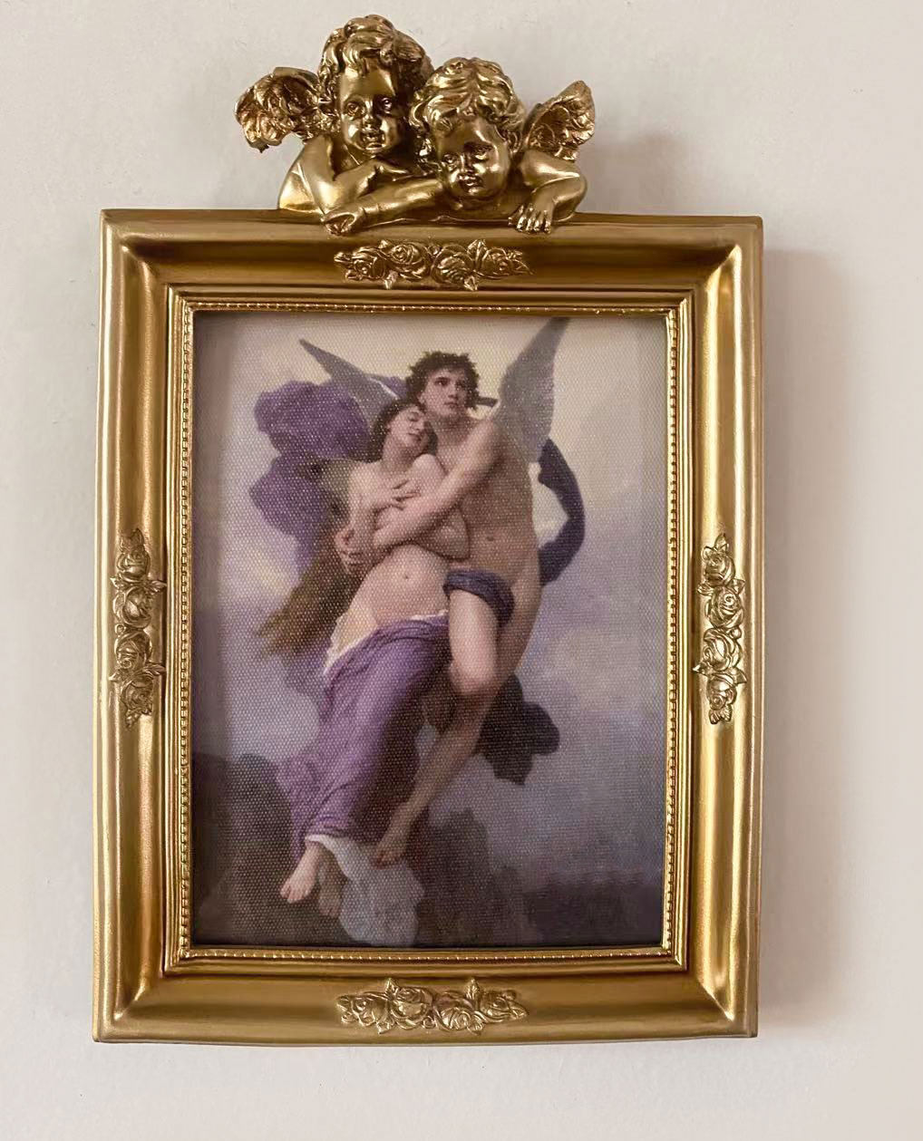 维多利亚复古金小天使相框挂画可挂可摆树脂相框油画人像小摆件