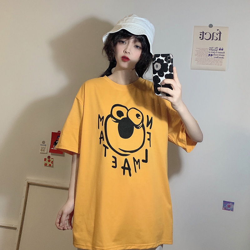 實拍 .# 原宿風嘻哈怪味短袖T恤女2021年春夏季新款寬鬆上衣