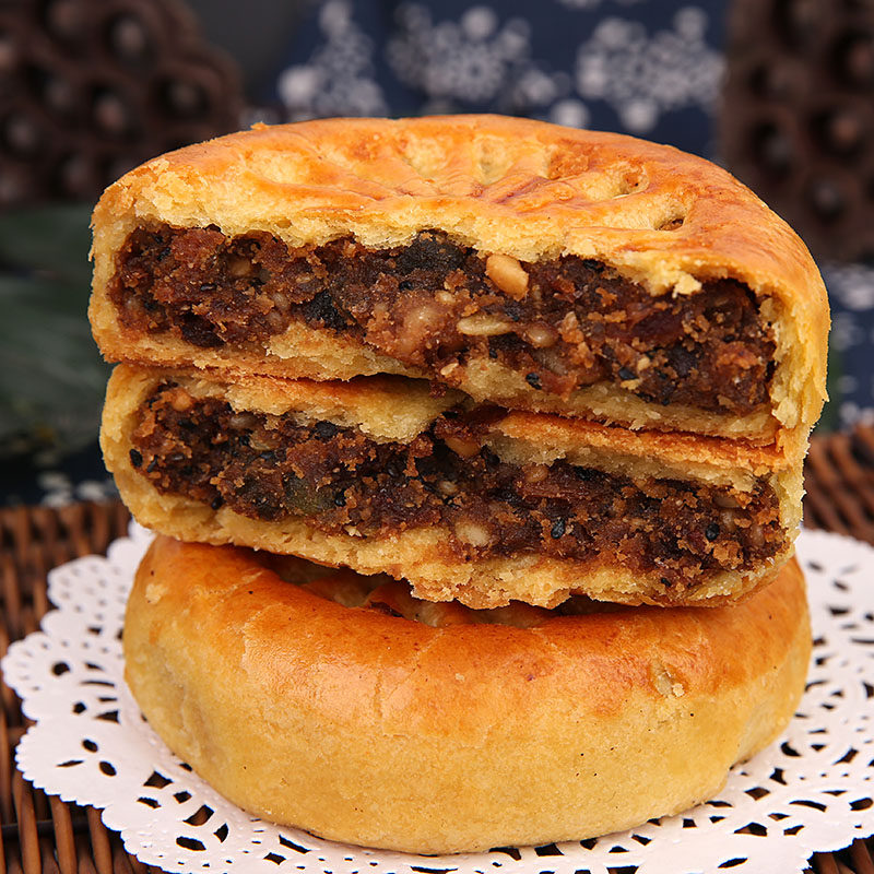 内蒙丰镇风味青城杨老大老式五仁月饼200g混糖胡麻油包邮焙子干货