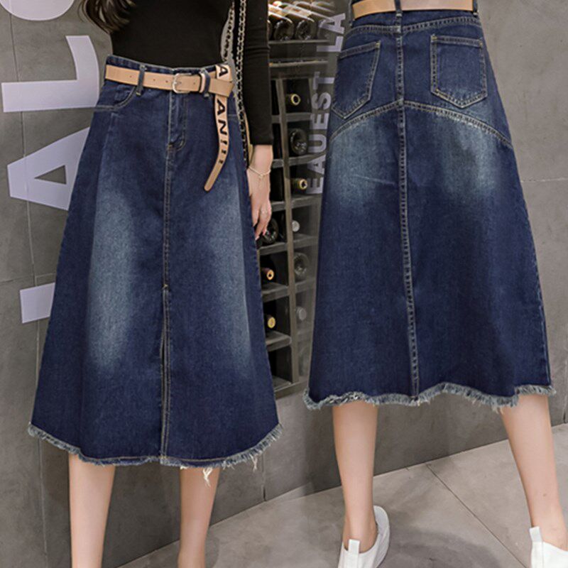 大码高腰流苏牛仔半身裙女2018春夏季中长裙大摆a字中裙牛仔裙|ruв категории Женская одежда, юбка - от Buy2taobao.com для оказания профессиональной услуги покупки агента Taobao
