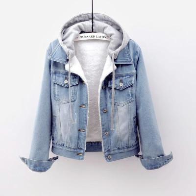 牛仔棉服外套女加绒加厚棉衣韩版连帽2025秋冬季保暖短款夹克显瘦