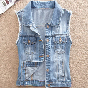 2021春秋新品 韩版女装 大码百搭牛仔背心马甲潮短款外套