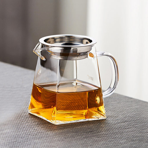 玻璃公道杯方形公杯分茶器带茶漏茶海茶道公杯大容量耐热中式简约