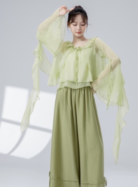 新款古典舞蹈服身韵纱衣飘逸古风舞蹈节目表演服日常练功服仙气