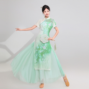 新款 立春舞蹈服国风舞蹈节目演出服 古典舞蹈服女身韵纱衣旗袍套装