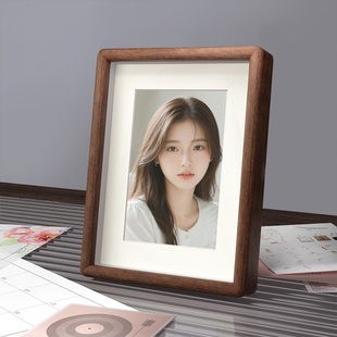 青枝胡桃木柚木相框摆台高级进口艺术微喷照片打印定制无酸纸相框