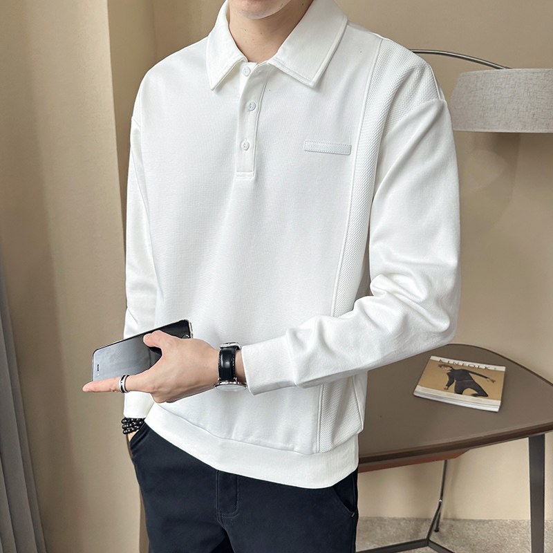 2026春季男士套头翻领新款拼接卫衣打底衫A230-66569-P80(控115)，男装T恤，电商A230