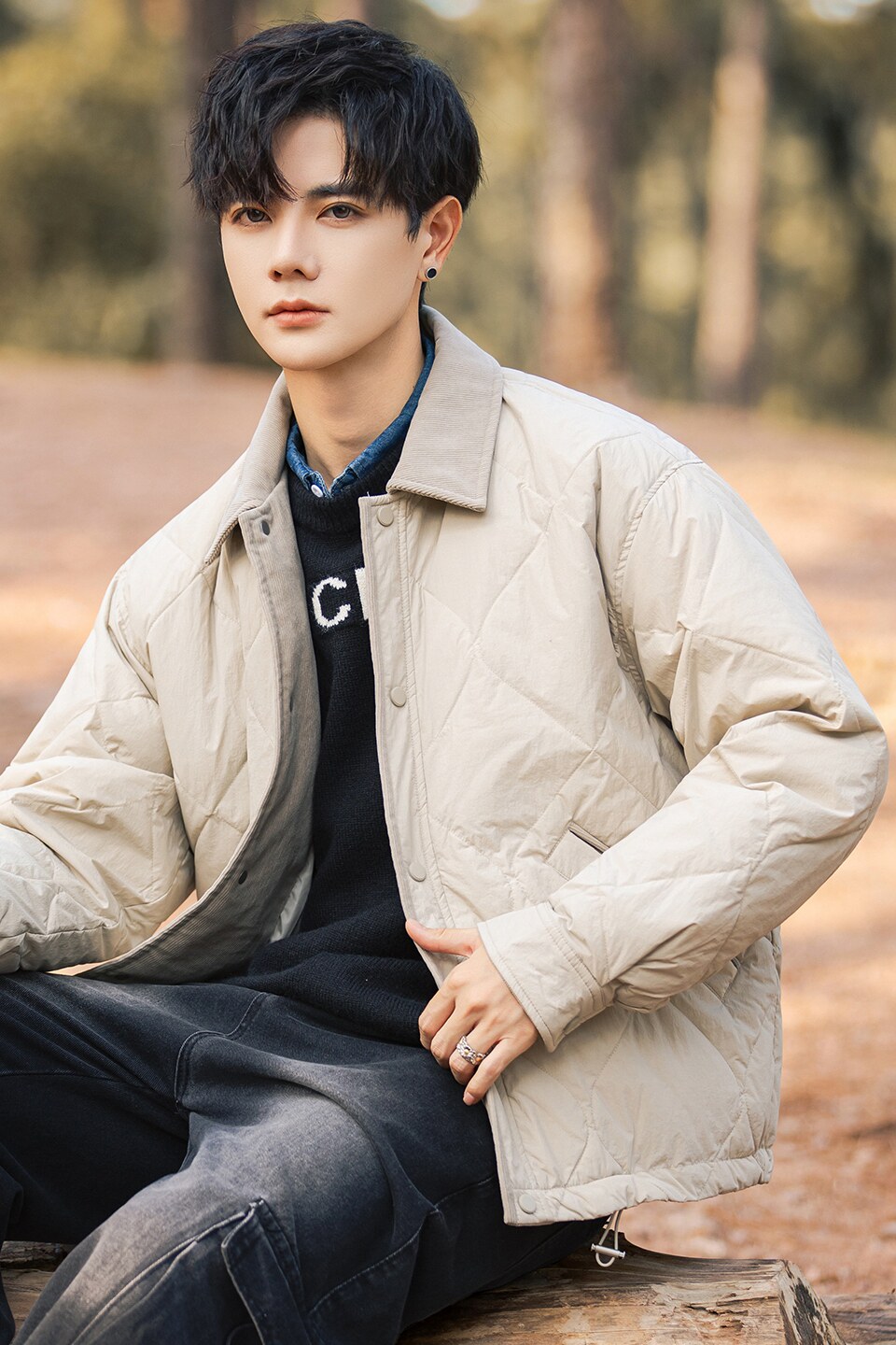 2025冬男修身灯芯绒方领菱形标90羽绒服A230-5937-P248(控348),男装羽绒服,电商A230
