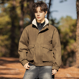 2025冬男款羊羔毛领鹿皮绒标90羽绒外套A230-0031-P259(控359），女装短外套，电商A230