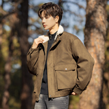 2025冬男款羊羔毛领鹿皮绒标90羽绒外套A230-0031-P259(控359），女装短外套，电商A230