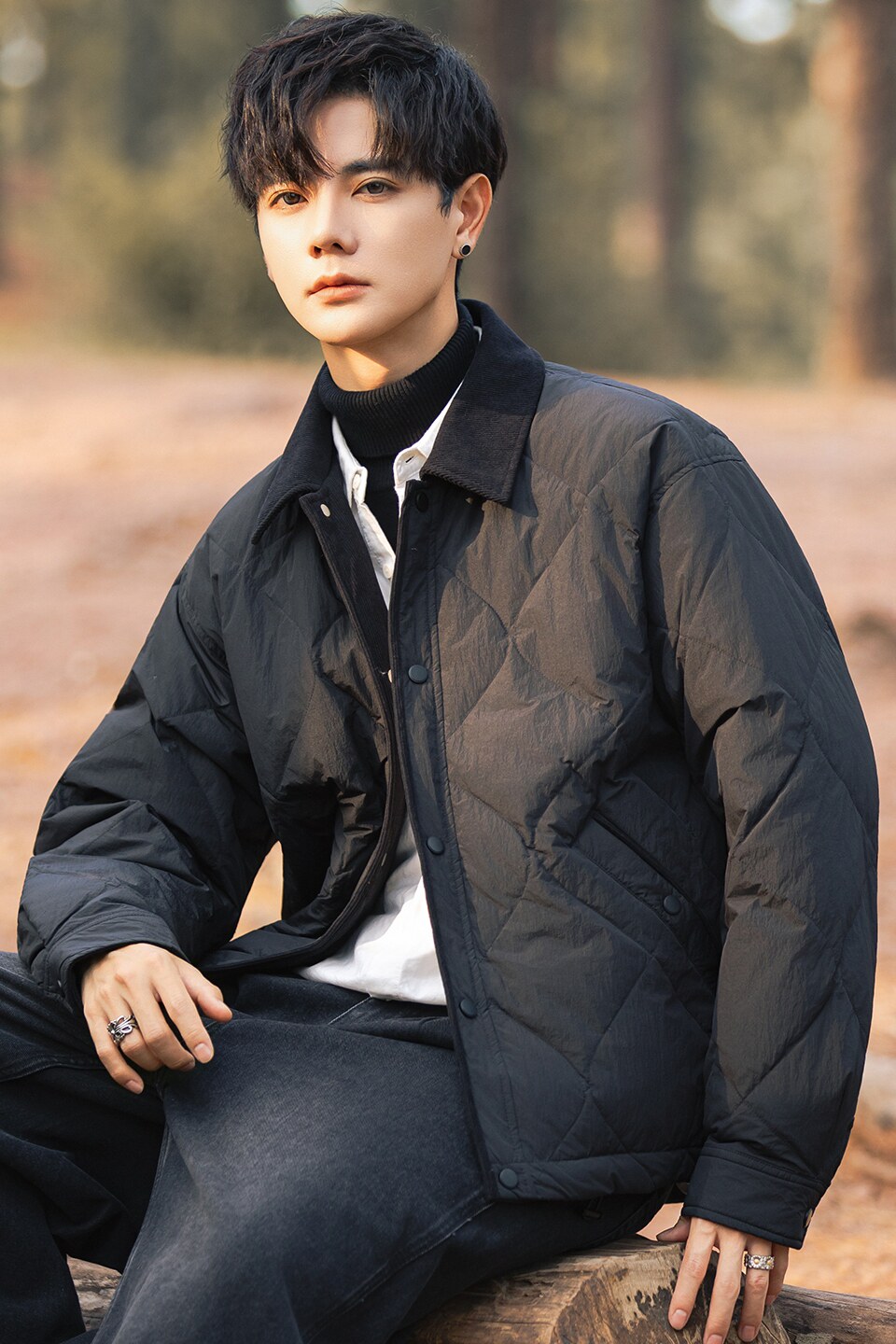 2025冬男修身灯芯绒方领菱形标90羽绒服A230-5937-P248(控348),男装羽绒服,电商A230