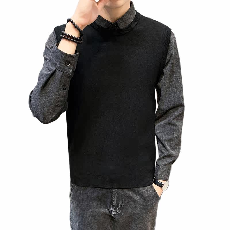 2025年秋季男款修身休闲假两件纯色毛衣打底A230-M37-P90(控138),男装T恤,电商A230