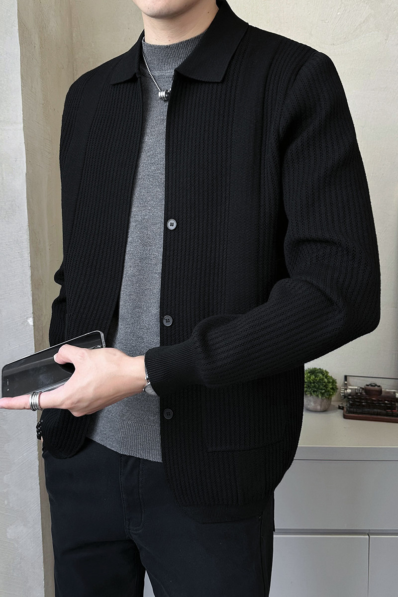 2026年春季男士款修身方领贴标纹理开衫外套A230-2320-P95(控138),女装短外套,电商A230