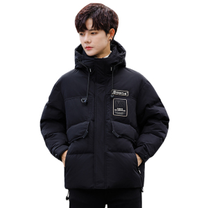 2025冬主推男微宽松中长版贴标连帽羽绒服A230-9076-P238(控338）图片