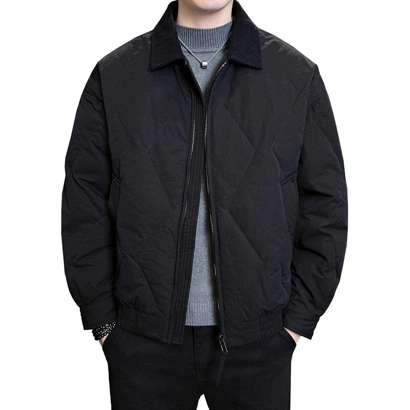 2025冬男微宽松磨砂面料标90方领羽绒服A230-1001-P238(控338),男装羽绒服,电商A230
