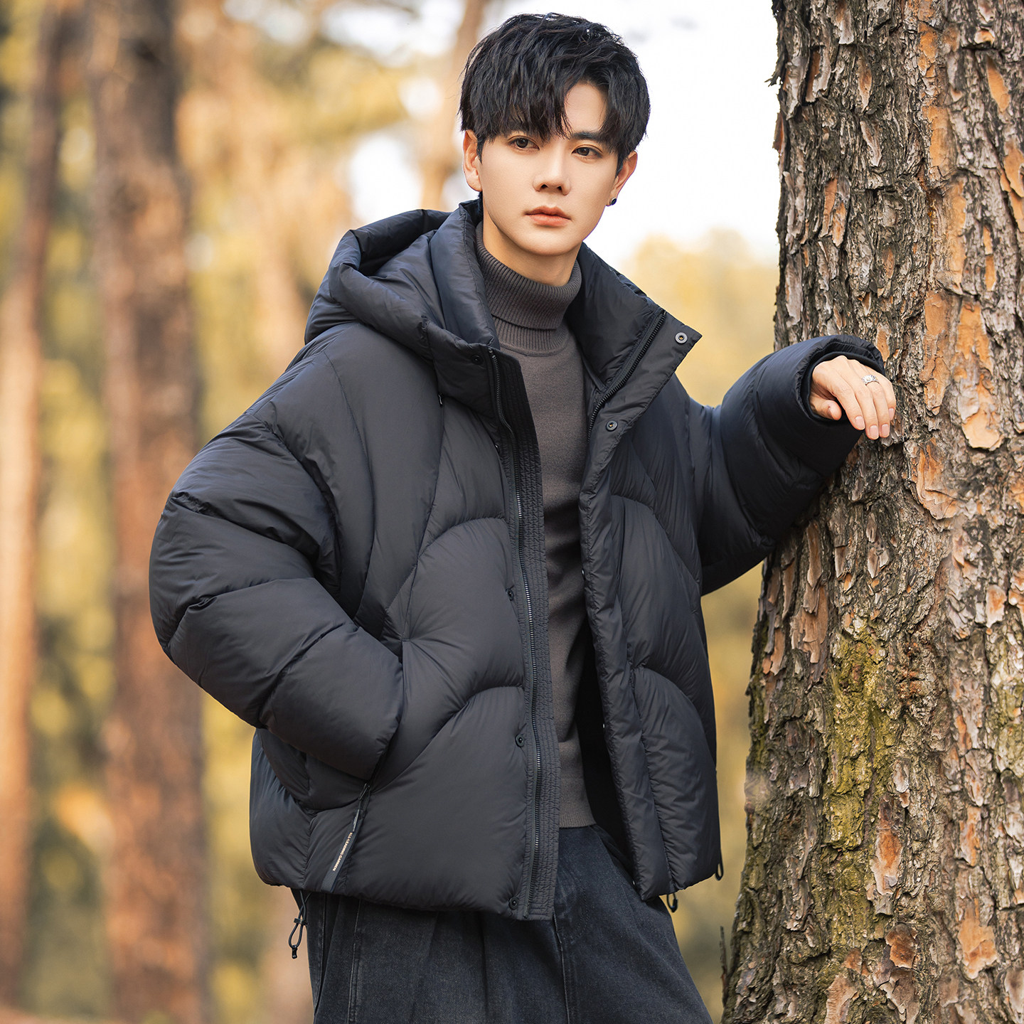 2025年冬男女款连帽新标90泡芙穿刺羽绒服A230-5853-P358(控499，男装羽绒服，电商A230