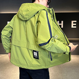 2026春季男士新款宽松连帽拼色中长款夹克A230-24001-P125(控168)，男装夹克，电商A230