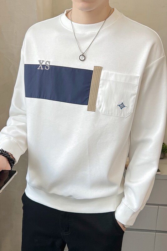 2025秋季男士新款微阔贴布撞色圆领卫衣打底A230-8850-P80(控118),男装T恤,电商A230