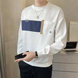 2026春季男士新款微阔贴布撞色圆领卫衣打底A230-8850-P80(控118)，男装T恤，电商A230