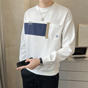 2026春季男士新款微阔贴布撞色圆领卫衣打底A230-8850-P80(控118)图片