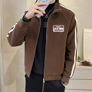 2026春男士新款条纹立领休闲贴标夹克外套A230-2226-P125(控168)图片
