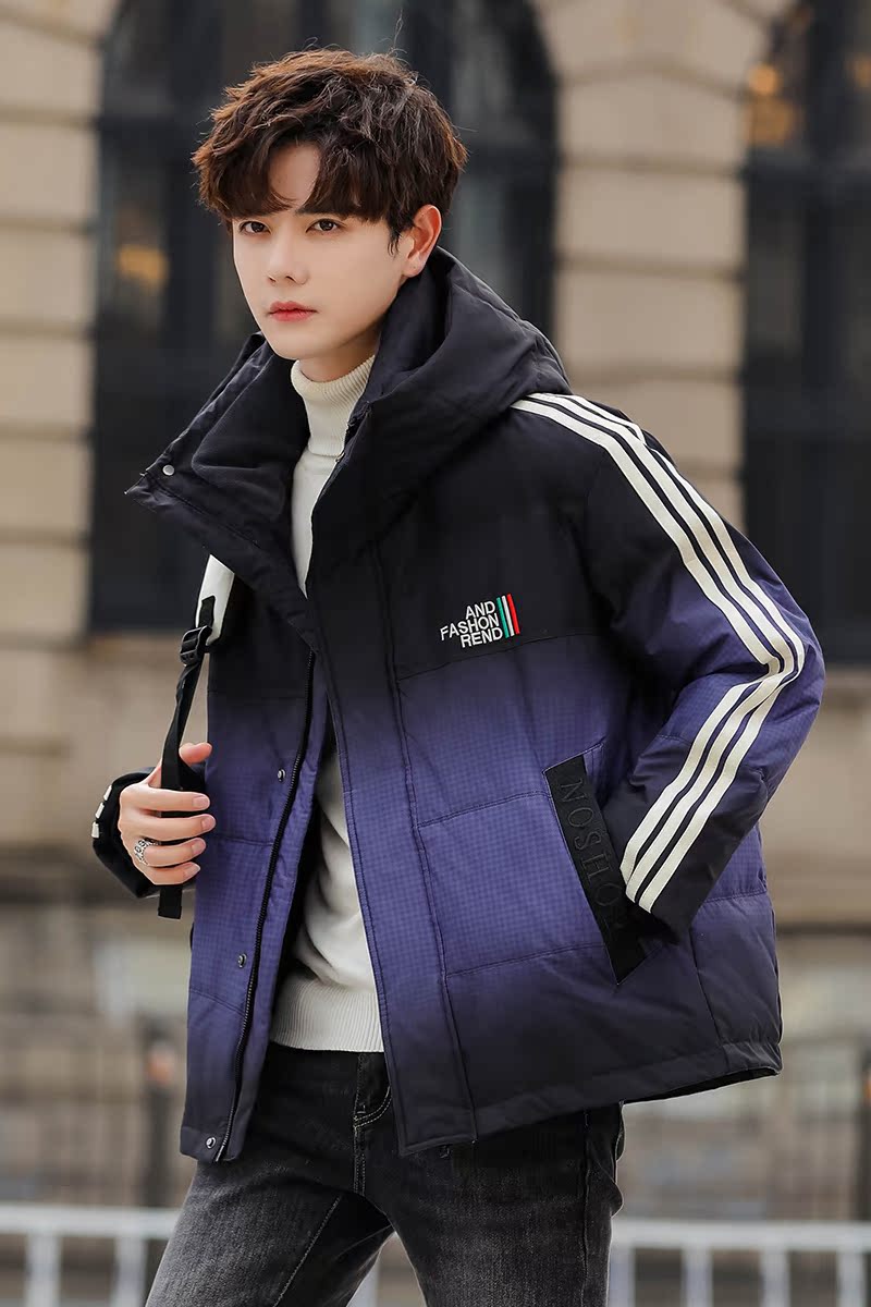 2025年冬季男微宽松渐变撞色三条杆羽绒服A230-C383-P195(控280)，男装羽绒服，电商A230